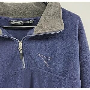 Shamu SeaWorld Men's 1/4‎ Zip Fleece Pullover Jacket Navy XL Tail Logo